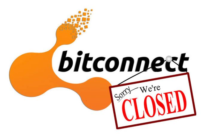 The orange and black logo of a Bitconnect, a famous cryptocurrency scam.