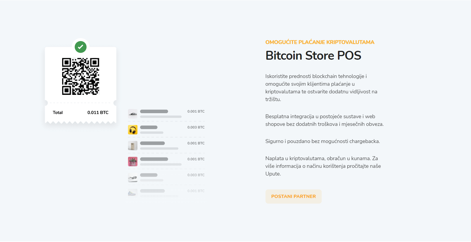 Prozor za registraciju na Bitcoin Store POS za plaćanje kriptovalutama.