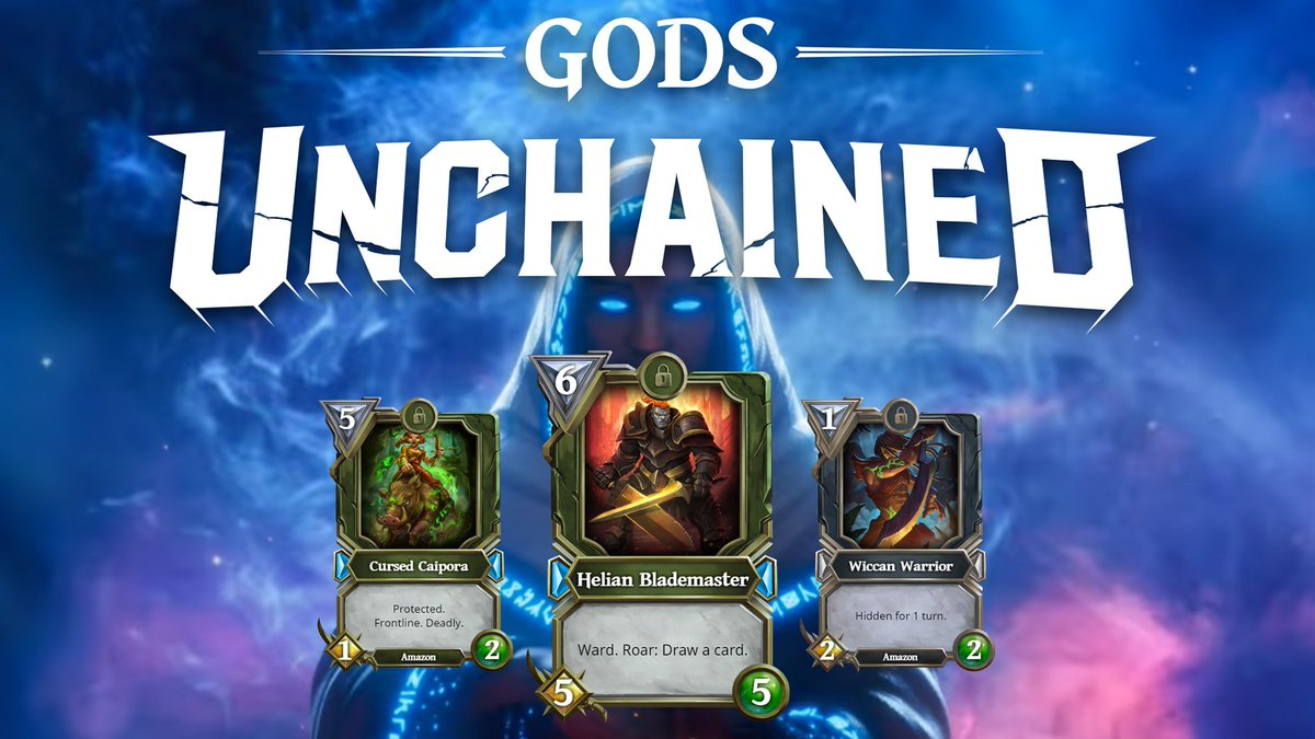 Naslovna slika i logo NFT igre Gods Unchained.